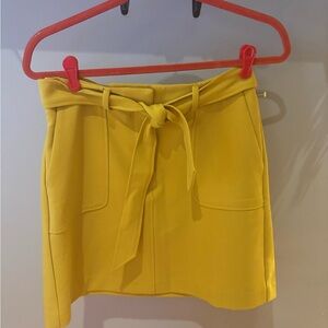 LOFT Yellow Belted Mini Skirt